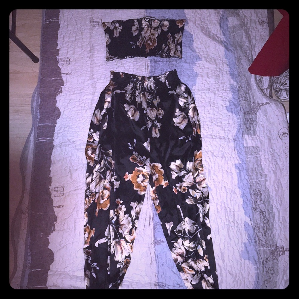 Floral tube top with matching pants